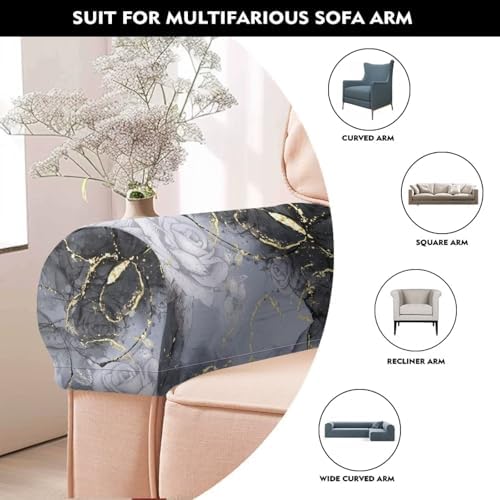 Marble Couch Arm Covers Set of 2 Armrest Covers for Sofa Soft Furniture Protector Scratch-Resistant Sofa Arm Covers Armchair Slipcovers for Recliner