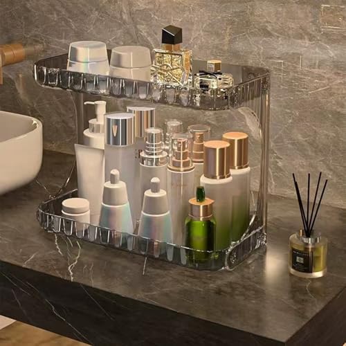 Double Deck Bathroom Shelf Strong Frame PET Easy Installation Space Saving Storage Rack