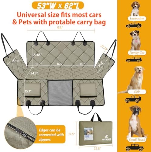 Hard Bottom Dog Car Seat Cover for Back Seat, Backseat Extender