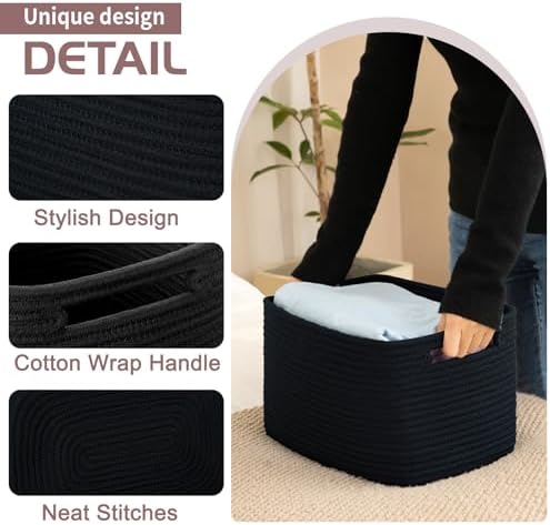 OIAHOMY 4 Pack Storage Baskets for Organizing 15L Cube Storage Bins Black