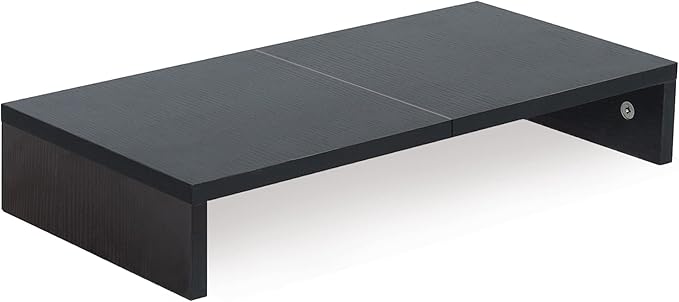 TEAMIX 20 Inch Monitor Stand Riser for Desk, Wood Computer Stand, Black | Fits Laptop, Printer, TV, PC Tower, Full Keyboard Storage Underneath, Ergonomic, Desk Organizer for Home Office, Gaming Setup