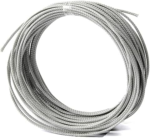 Bettomshin 1Pc 32.8Ft(10m) Cable Management Sleeve, 1/8"(3mm) Width PET Grey Cord Protector, Wire Loom Tube Insulated Split Sleeving for USB Cable Power Cord Organizer Video Cable Hider