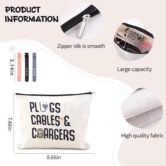 Travel Charger Organizer Bag for Cords and Cables Plug Charging Bag Earphone Storage Pouch Small Electronic Makeup Bags Wire Charge Holder Pouch with Zipper Usb Pouches for Travel Gifts for Men Women