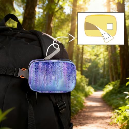 Travel Pill Organizer Abstract Watercolor Purple Blue Pill Case