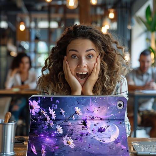 for Microsoft Surface Pro 11/10/9-13" 2024/2022 Tablet Case,Auto Wake/Sleep,Adjustable Stand Protective Cover - Purple Dreamy Flower