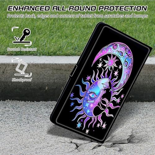 Universal Tablet Case for T-Mobile Revvl Tab 2 10.1" 2025/Revvl Tab 5G 10.36" 2023, 360 Degree Rotating Kickstand Protective Stand PU Leather Shell Cover for 9"-10.5", Purple Moon Sun