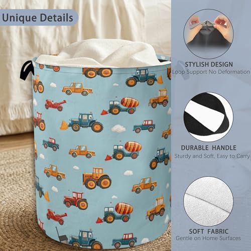 Cute Cars Laundry Basket,Foldable Oxford Cloth Tote Bag Laundry Hamper Clothes Storage Bucket Organizer for Bedroom Laundry Storage Dormitories 16" x 20.8"