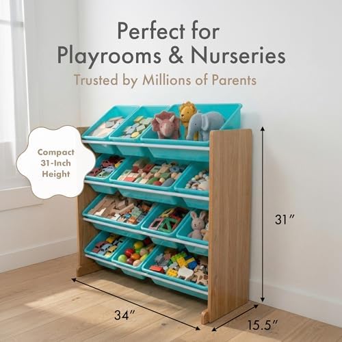 Humble Crew Kids Toy Organizer with 12 Bins, 4 Tier Storage for Playroom