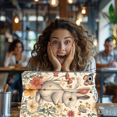 for Microsoft Surface Pro 11/10/9-13" 2024/2022 Tablet Case,Auto Wake/Sleep,Adjustable Stand Protective Cover - Rabbit Flower