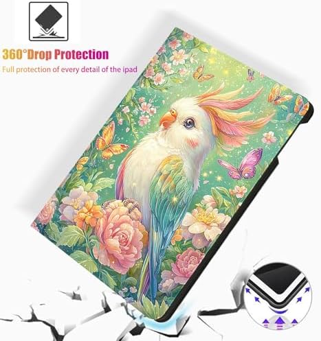 for Microsoft Surface Pro 11/10/9-13" 2024/2022 Tablet Case,Auto Wake/Sleep,Adjustable Stand Protective Cover - Cute Parrot Flower