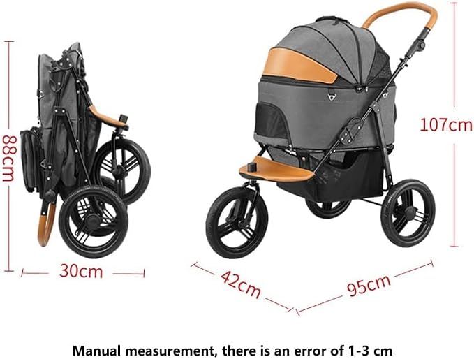 Pet Stroller Strolling Cart for Small Dogs Folding 3 in 1 Stroller for Cats 3 Wheels Travel Waterproof Puppy Strollers