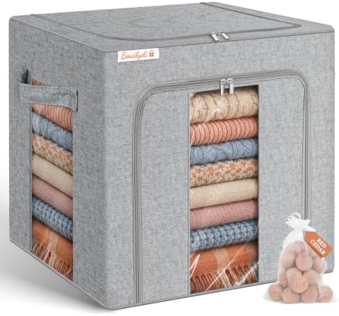 Rigid-Structured Cashmere Sweater Storage Box, Gray