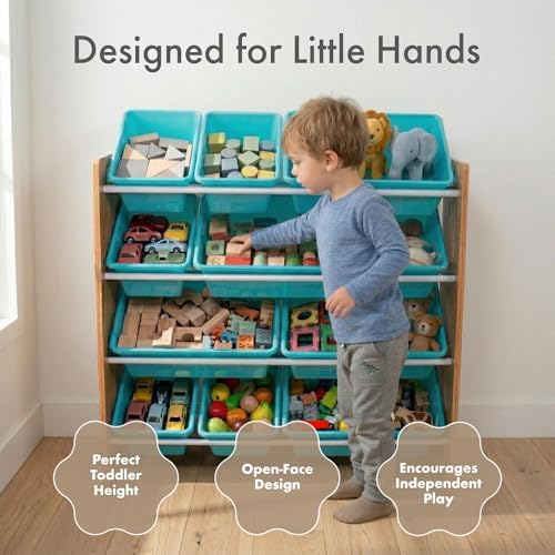 Humble Crew Kids Toy Organizer with 12 Bins, 4 Tier Storage for Playroom