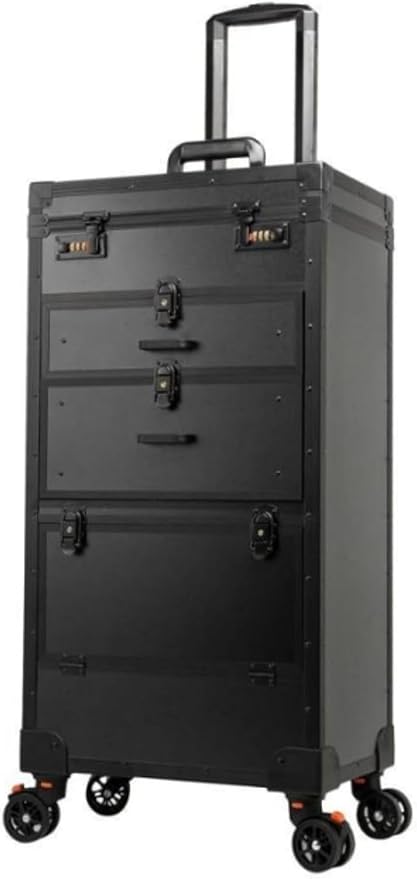 Mobile Hair Station Rolling Lockable Trolley for Beauty Salon Tools Storage, Hairdressing Travel Organizer Luggage Case with Wheels Black 84.2x40.5cm