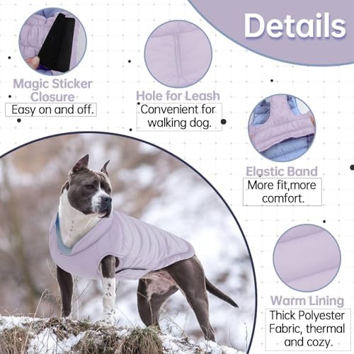 Lelepet Reversible Dog Coat Windproof Dog Puffer Jacket Lightweight Vest