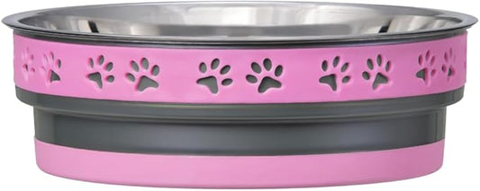 Loving Pets Corsa Dog Bowls- Stainless Steel Dog & Cat Bowls - Spill Proof Dog Food Bowl, Cat Bowl, Puppy Essentials & Pet Supplies Great for Home & Travel (Large 35-65 lbs, Fiery Pink)