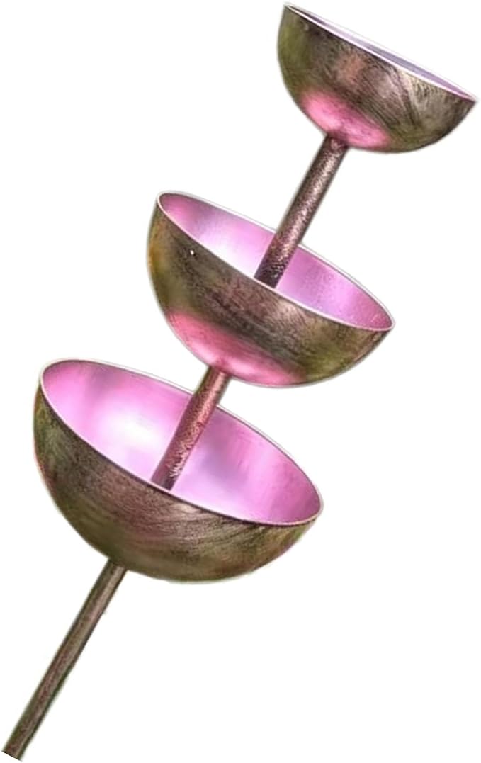 Rain Catcher Bird Bath 3-Tier, Rain Catcher Garden Stake, Antique Bronze Metal Water Bowls Bird Bath and Bee Watering Station with Soil Post for Lawn Edge,Flower Bed, and Open Yard Display