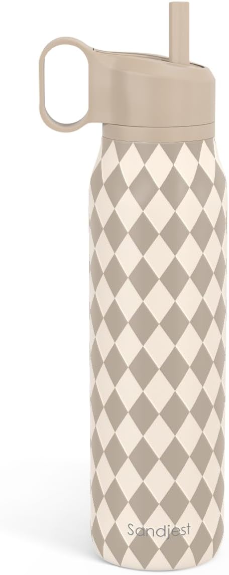 Argyle Design Stainless Steel Water Bottle with Twist Lid 20oz, Travel Insulated Water Bottles for Sports & Gym, Gift for Women Girls Friends Birthday Christmas