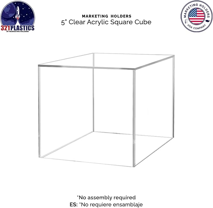 5" Clear Acrylic Display Box with One Open Side No Lid Versatile Square Retail Product Riser or Merchandise Storage Bin No Assembly Required Re by Marketing Holders