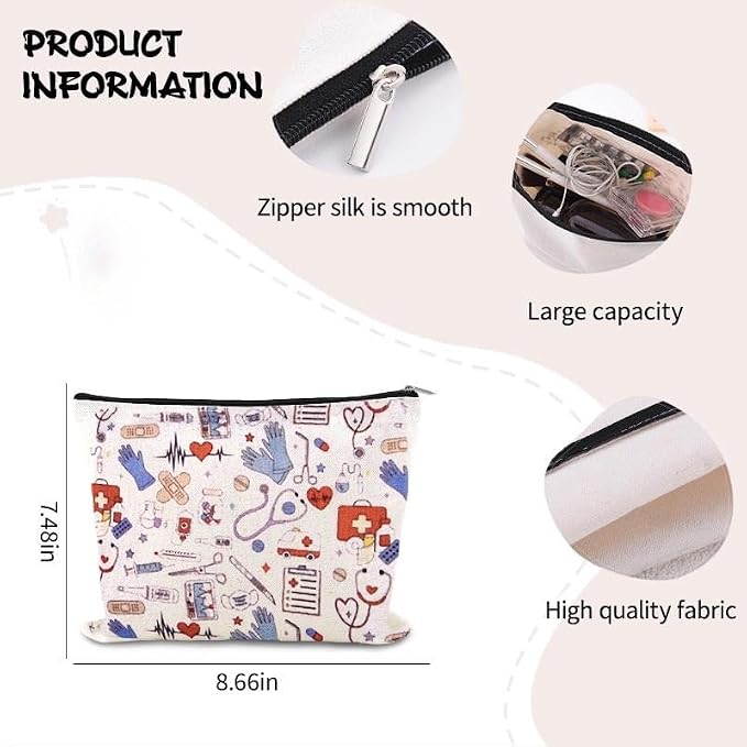 Family Medicine Travel Bag Small Pharmacy Organizer Medicine Bag Band Aid Ouchie Pouch Nurse Gifts for Nursing Student Pharmacist Dentist Doctor Gifts for Women Emergency Pouch Essential Storage Pouch