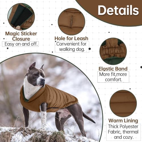 Lelepet Reversible Dog Coat Windproof Dog Jacket Lightweight Puffer Vest