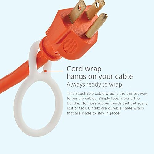 UT Wire Binditz for Home Attachable Silicon Cable Wrap Kitchen Small Appliances, Computer, Hair Dryer Cords in White Set of 12 Assorted Sizes, White