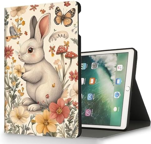for Microsoft Surface Pro 8-13" 2021 Tablet Case,Auto Wake/Sleep,Adjustable Stand Protective Cover - Rabbit Flower