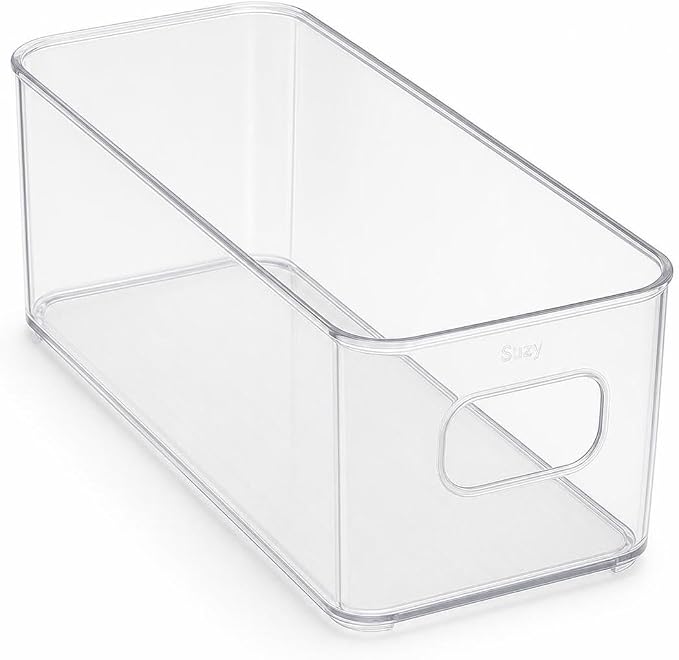 PET Storage Box Clear Acrylic Organizer Box Container Bin Drawer With Stackable Design And Smooth Easy Clean Surface Suitable for Jewelry Cosmetics, Transparent, Small (26x10x7.5cm)