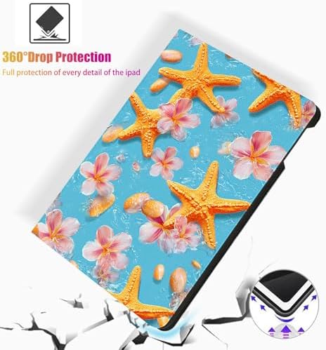 for Microsoft Surface Pro 7 Plus,Surface Pro 7/6/5/4 12.3" Tablet Case,Auto Wake/Sleep,Adjustable Stand Protective Cover - Starfish Flower Ocean Style