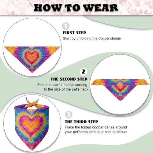 Howilath Tie-Dye Love Dog Scarf, Polyester, Adjustable Bandana for Small, Medium, and Large Dogs