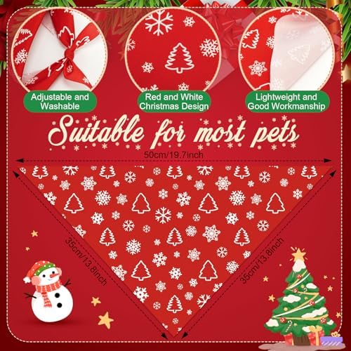 Abbylike 50 Pcs Valentines Day Dog Bandanas Bulk Red and White Polka Dots Stripes Bandanas for Dogs Triangle Kerchief Bibs Scarf for Pet Romantic Costume Photo Props Accessories(19.7 x 13.8 x 13.8)