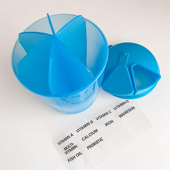 Ezy Dose 30-Day Vitamin Organizer, 6 Large Compartments, Blue, BPA-Free | Monthly Storage System Features Spacious Sections for Supplements, 6 Large Compartments for Organized Daily Routines