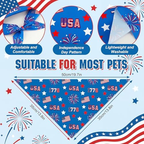 Abbylike 50 Pcs Patriotic Dog Bandanas Bulk 4th of July Bandanas for Dogs Star Triangle Kerchief Bib Scarf Set for Pet Independence Day 250th Anniversary Party Costume, 25 Styles(19.7 x 13.8 x 13.8)
