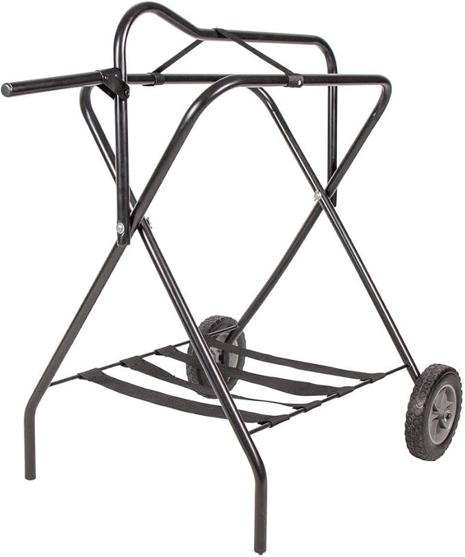 EASY-UP Portable Saddle Rack Stand on Wheels | Folding English & Western Saddle Holder | Horse Tack Room Storage | 8' All-Terrain Rolling Tires
