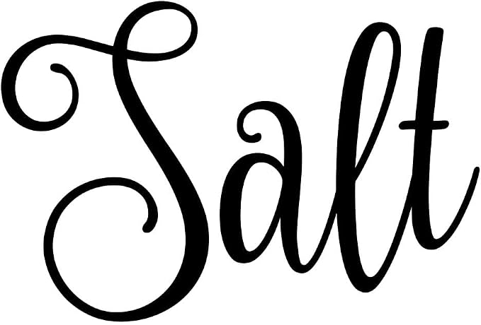 Salt 3w x 2h Label | Kitchen Pantry Organization | Die Cut Vinyl Decal | Black Fancy Font (Sticker Only)