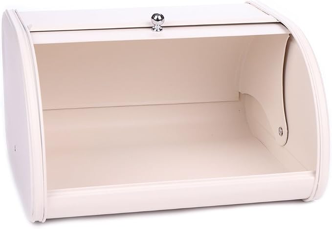 KL X458 Cream Metal Bread Box/Bin Storage Container for Kitchen Countertop | Save bread for long-lasting freshness and cream colored design decorate your kitchen