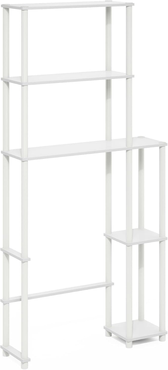 5-Shelf Toolless Assembly Over The Toilet Organizer, Freestanding Space Saver Bathroom Shelf, Over The Toilet Storage, for Bathroom Organizers and Storage, White
