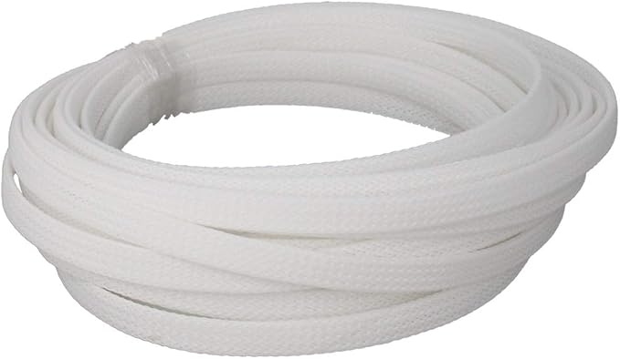Othmro 16.4ft Length PET Flexible Expandable Braided Cable Sleeves 0.23inch Width Wire Loom Sleeving and Organizers Flexible Wire Mesh Sleeves for TV Audio PC Cords from Pets Chewing White