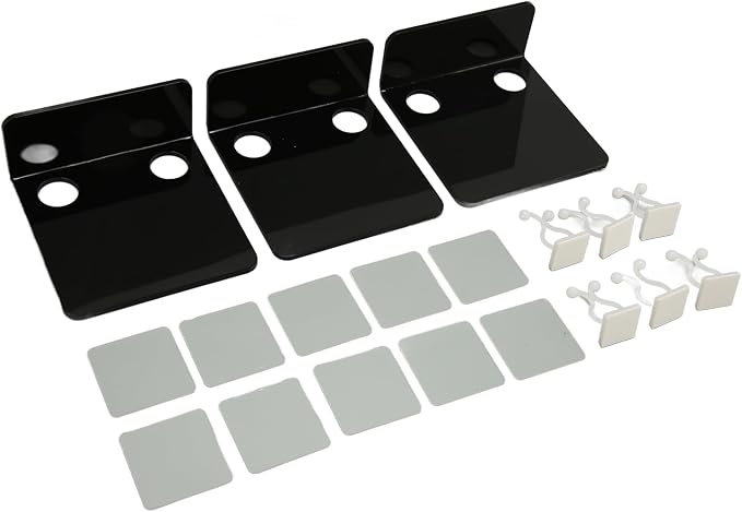 SUNGOOYUE 3 PCS Small Security Cameras Wall Shelf, Acrylic Floating Shelf for IP Cameras Webcams Baby Monitors, with 6 Cable Clips 10 Tapes, No Drill Adhesive for Bedroom Living Room Office (Black)