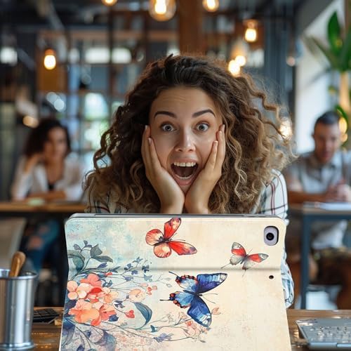 for Microsoft Surface Pro 11/10/9-13" 2024/2022 Tablet Case,Auto Wake/Sleep,Adjustable Stand Protective Cover - Watercolor Butterfly Floral
