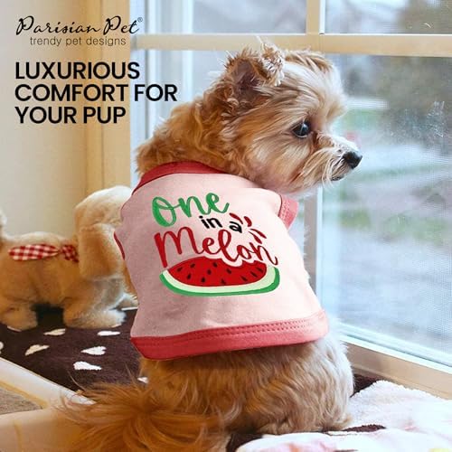Parisian Pet Dog Shirt – 100% Cotton Shirts for Large Dogs – Pullover Sleeveless Puppy Vest – Breathable Cute Watermelon Pet Apparel – Pink Summer Dog Clothes - Stretchy T Shirts for Dogs