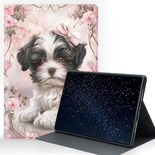 for Samsung Galaxy Tab A 8.0 2017 (SM-T380/T385) Tablet Protective Cover with Adjustable Stand and Magnetic Auto Wake/Sleep,Cute Shih Tzu Puppy Dog