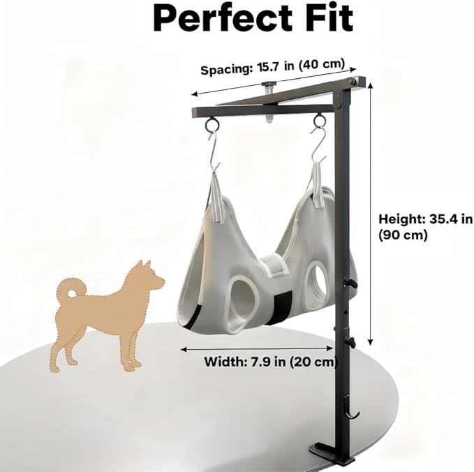 360 Rotatable Dog Grooming Arm with Clamp,Foldable Adjustable Height Dog Grooming Table Arm with Hammock and Restraint Dog Leashes,Pet Grooming for Small Medium Dogs at Home or Salon