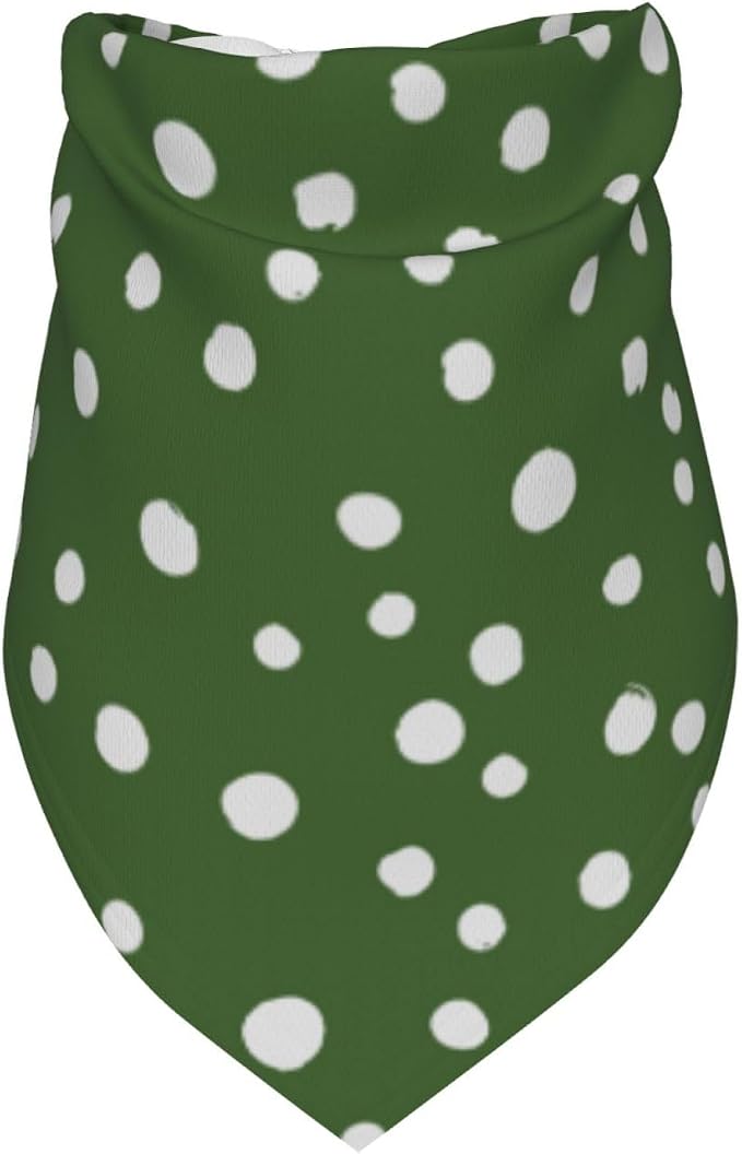 Sage Green Dog Bandana,Adjustable Triangle Bibs Dogs Scarf,Puppy Neckerchief Dog Cat Bib for Spring Summer (Green Polka Dots)