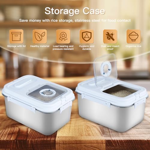 10L Stainless Steel Flour Storage Containers with Lid Rice Grain Kitchen Bucket Airtight Canister for Cereals Flour Sugar Tea Milk Wine Ice, Dry/Wet Food,Grey