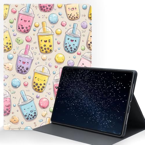for Samsung Galaxy Tab A8 10.5 Inch 2022 (SM-X200/X205/X207) Tablet Protective Cover with Adjustable Stand and Magnetic Auto Wake/Sleep,Boba Milk Tea Cartoon