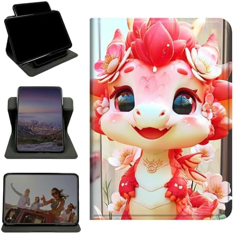 Case for Samsung Galaxy Tab E 9.6" 2015 SM-T560/T561/T567, 360 Degree Rotating Stand with Multi-Angle Vertical & Horizontal Viewing Shockproof Shell for Women Men, Pink Dragon
