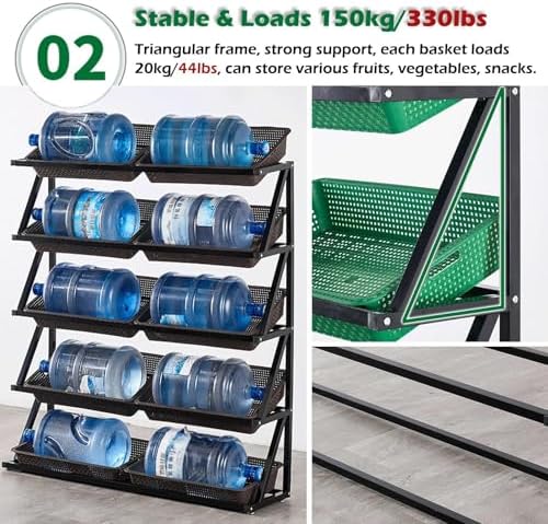 Store Display Rack Wall Mounted Storage Rack,Heavy-Duty Steel Fruit and Snack Display Stand, Multi-Tier Vegetable Rack for Grocery Stores, Convenience Stores, and Snack Shops