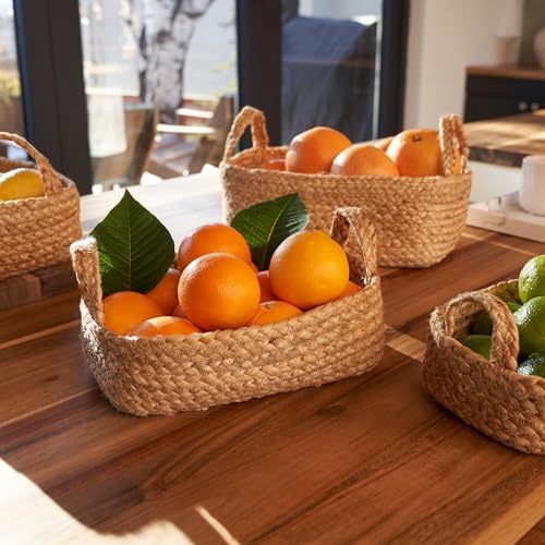 Beautiful Storage Basket Set of 4 - Natural Jute Rope Baskets for Shelves | Perfect for Organizing Your Home - Quality Storage Bins Easily Fit with Any Nursery or Bedroom Decor