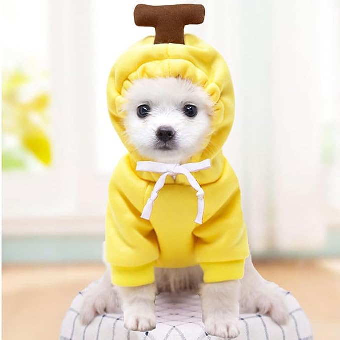 Pet Clothing Dog Transformation Shaped Hoodie (Yellow Banana,XS) | Autumn and Winter Warm Small Large Dog Method Dou Cat Clothes For French Bulldog Chihuahua Pug Boston Terrier Dachshund